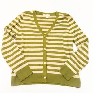 Michael Kors Striped Button Down Cardigan Sweater Long Sleeve Size Large